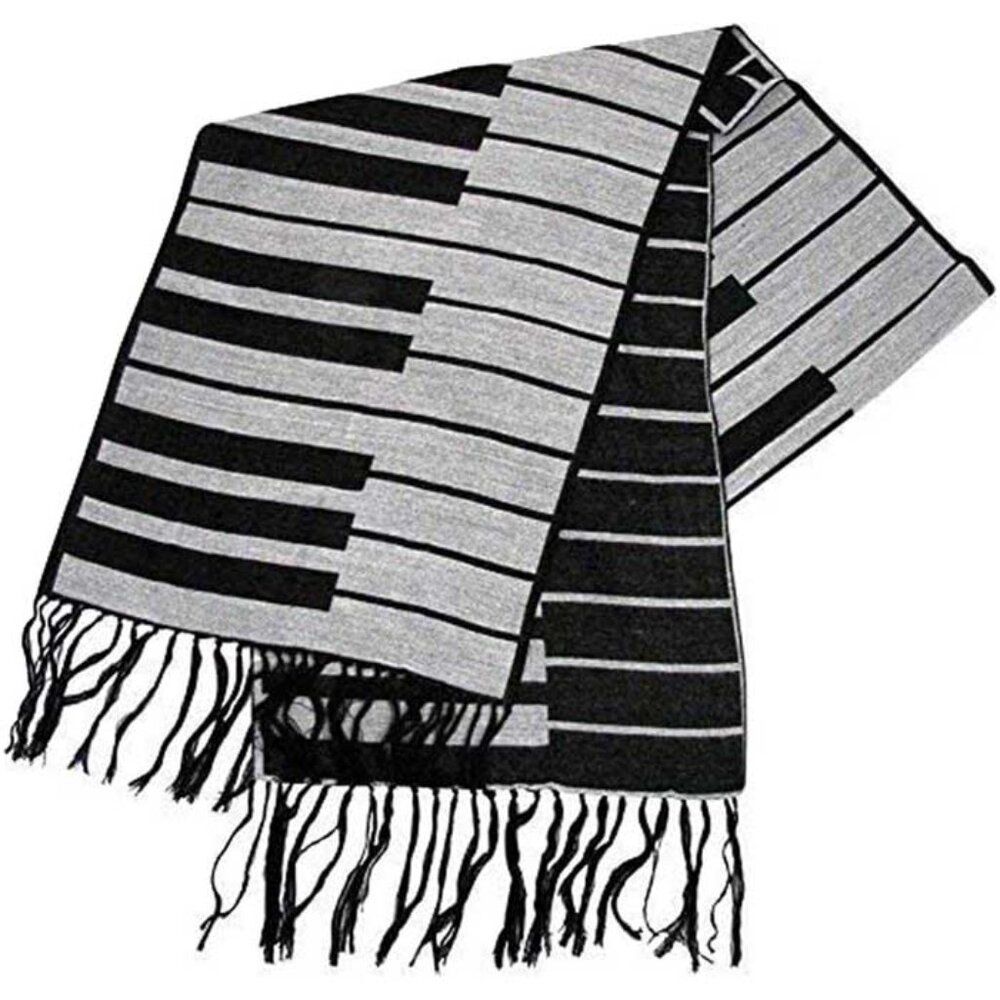 Music Keyboard Scarf (Cashmere Like Feel), Size 12" X 72"
